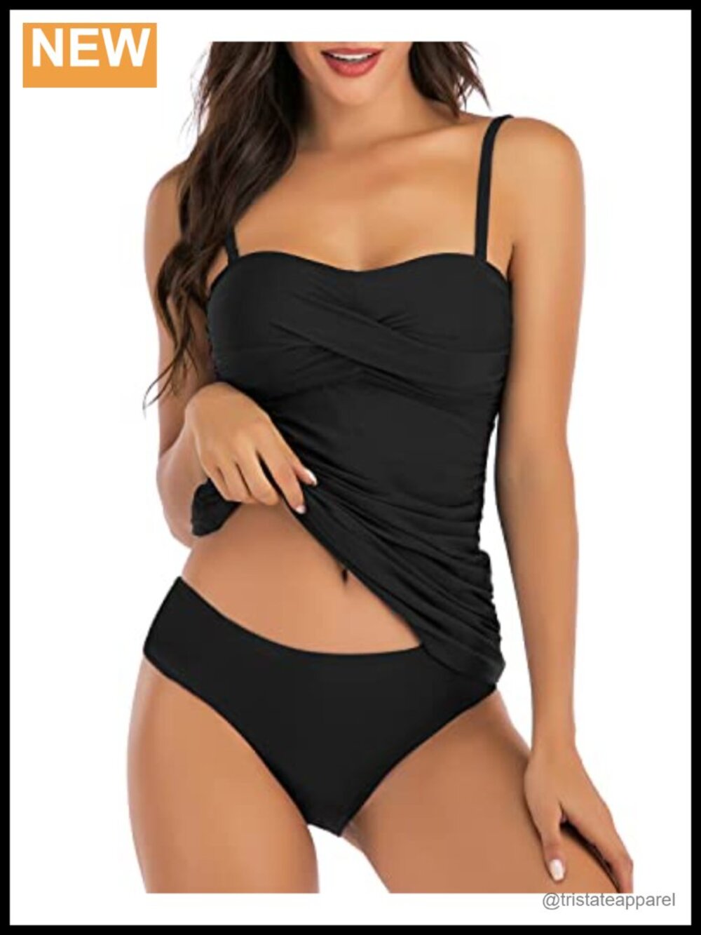 Women's Strapless Bandeau Tankini 2 Piece Tummy Control Swimsuit